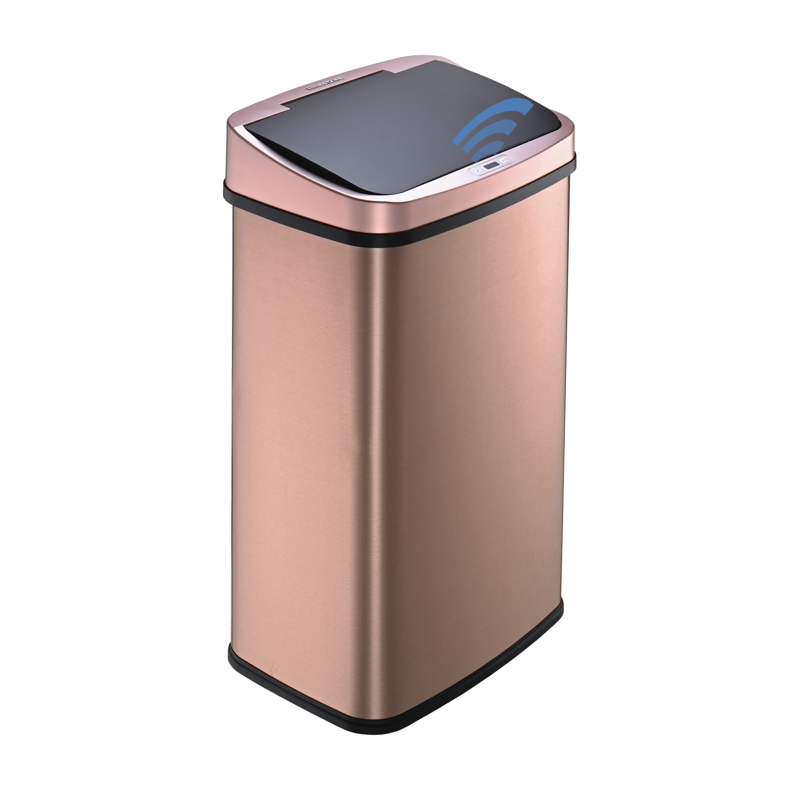 Automatic Kitchen Trash Can - 13.2 Gallon Rosegold Stainless Steel, Motion Sensor, Soft Close Lid