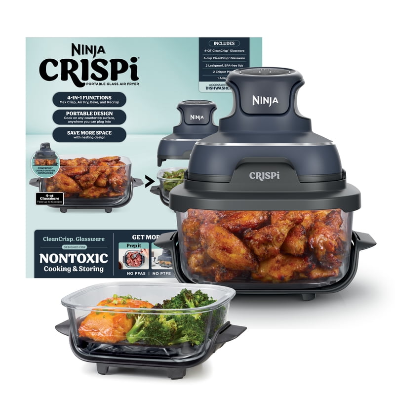 Portable Glass Air Fryer Cooking System - 4-in-1 Compact Countertop Cooker