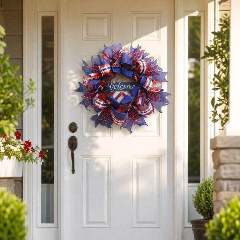 Patriotic Wreath with Red White Blue Hydrangeas - 250th Anniversary Decoration Z0E