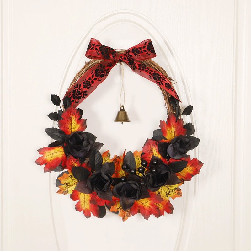Halloween Wreath for Front Door C-9 Artificial Fall Decor for Thanksgiving