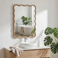 Natural 20x30 Wavy Rectangle Wall Mirror - Solid Wood Decorative Vanity