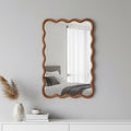 Wall Mirror 20x30 Wavy Rectangle Solid Wood Frame - Yellowish Finish