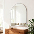 Arched Metal Wall Mirror - Silver, 30x36 inches, Modern Bathroom & Bedroom Decor with Safety Features