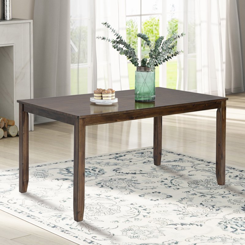 45.5" Rectangular Wooden Dining Table - Seats 4, Walnut Finish