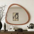 45-Inch Asymmetrical Wall Mirror with Solid Wood Frame - Mid-Century Style, Walnut Finish