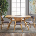 Mid Century Modern 5-Piece Dining Set - Natural Oak & Dark Grey