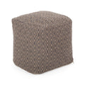 Cotton Cube Pouf - Handcrafted Boho Style with Diamond Pattern, Brown & Dark Grey