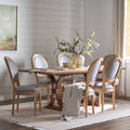 7 Piece Dining Set - Light Gray/Natural Fabric & Wood