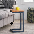 C-Shaped Accent Side Table - Antique Firwood & Iron Frame