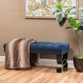 Contemporary Button-Tufted Ottoman Bench - Dark Blue