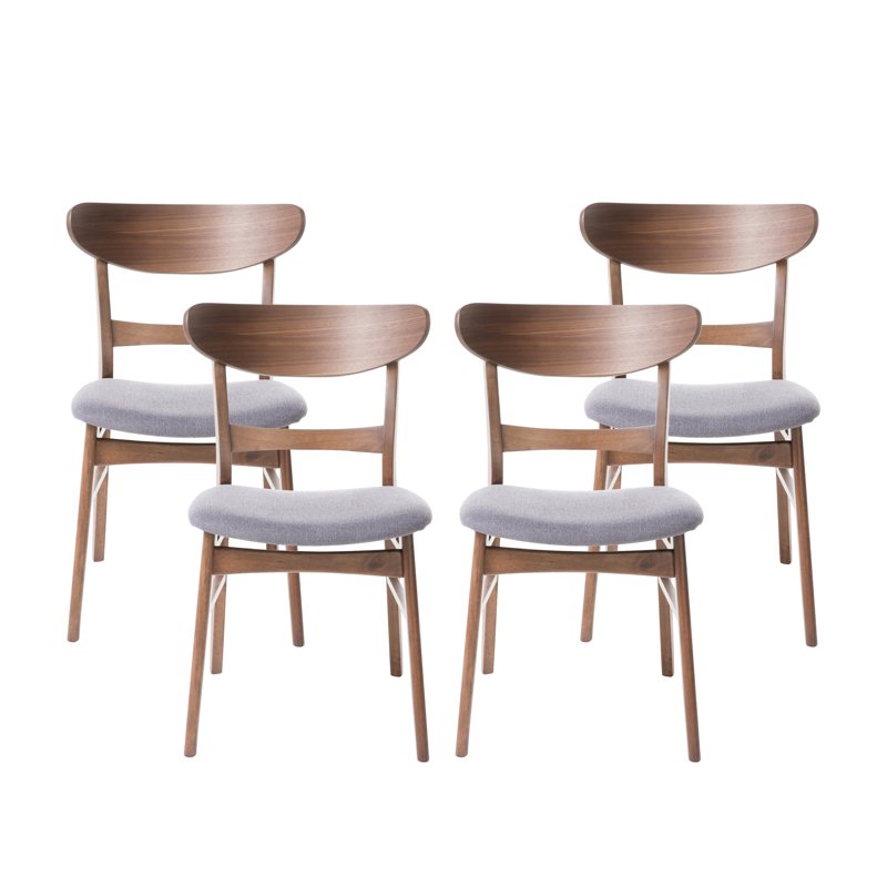 Mid-Century Modern Fabric Dining Chairs Set of 4 - Dark Gray