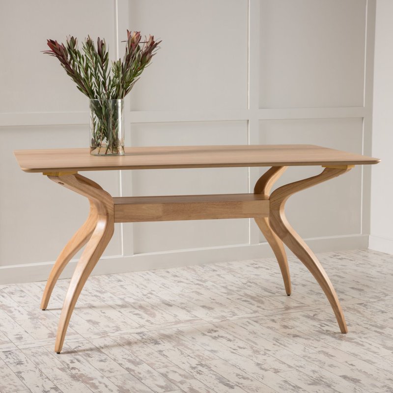 Mid-Century Modern Wood Dining Table - Natural Oak