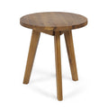 Acacia Wood Round Side Table - Handcrafted Natural Finish