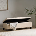 Tufted Fabric Storage Ottoman Bench - Meadow Beige