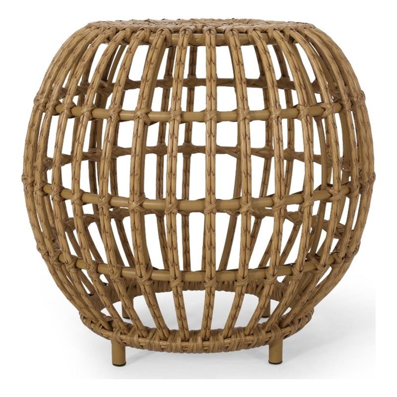 Outdoor Faux Rattan Side Table - Handcrafted Boho Design