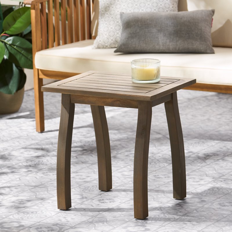 Outdoor Accent Side Table - Acacia Wood, Dark Brown