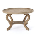 Faux Wood Circular Coffee Table - Natural Finish, 33"