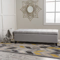 Light Grey Fabric Storage Ottoman with Soft-Closing Hinges