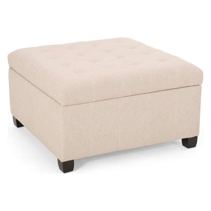 Contemporary Tufted Fabric Storage Ottoman with Soft-Close Lid