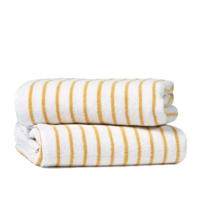 Yellow 2-Pack Striped Cotton Cabana Beach & Pool Towels - Soft & Absorbent