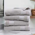 Farmhouse Cotton Bath Towel Set - Light Gray, 4-Piece Luxury Hotel Quality