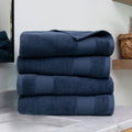 Navy Blue 4-Piece Cotton Bath Towel Set - Hotel Quality, Soft & Absorbent