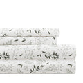 California King Microfiber Bed Sheets Set - Tossed Foliage Pattern, 4 Piece