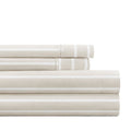 Twin Microfiber Bed Sheet Set with Distressed Awning Stripe Pattern - Natural