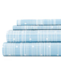 Queen Aqua Polka Dot Microfiber Bed Sheets Set - Patterned, Wrinkle-Resistant
