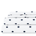 Full Navy Dot Microfiber Bed Sheets Set - 4 Piece Pattern Bedding