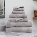 Noble Linens 6-Piece Farmhouse Cotton Bath Towel Set - Light Gray