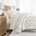 Full Foliage Stripe Ivory 7-Piece Microfiber Bedding Set with Comforter & Sheets