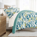 Twin XL Duvet Cover Set with Comforter and Sheets - Boho Flower Teal, 7 Pieces