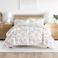 Twin Down Alternative Meadow Floral Stripe Pink Reversible Comforter Set - White Floral