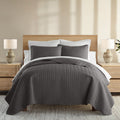 Twin/Twin XL Gray Herring Pattern Quilted Coverlet Set - Soft & Cozy Bedding
