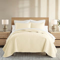 Twin XL Yellow Herring Pattern Quilted Coverlet Set - Noble Linens