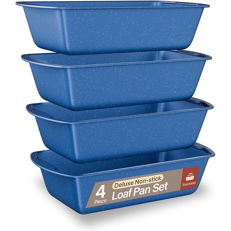 Nonstick Loaf Pan Set - 4 Pack, Carbon Steel 11" Blue Marble