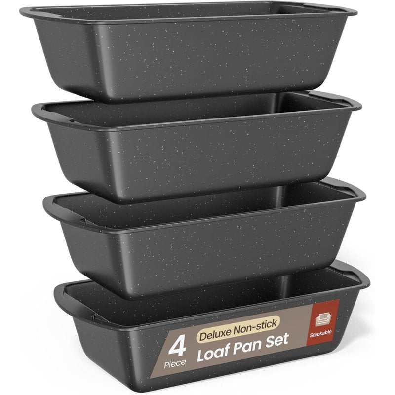 Nonstick Carbon Steel Loaf Pan Set - 4 Pack, Gray Marble