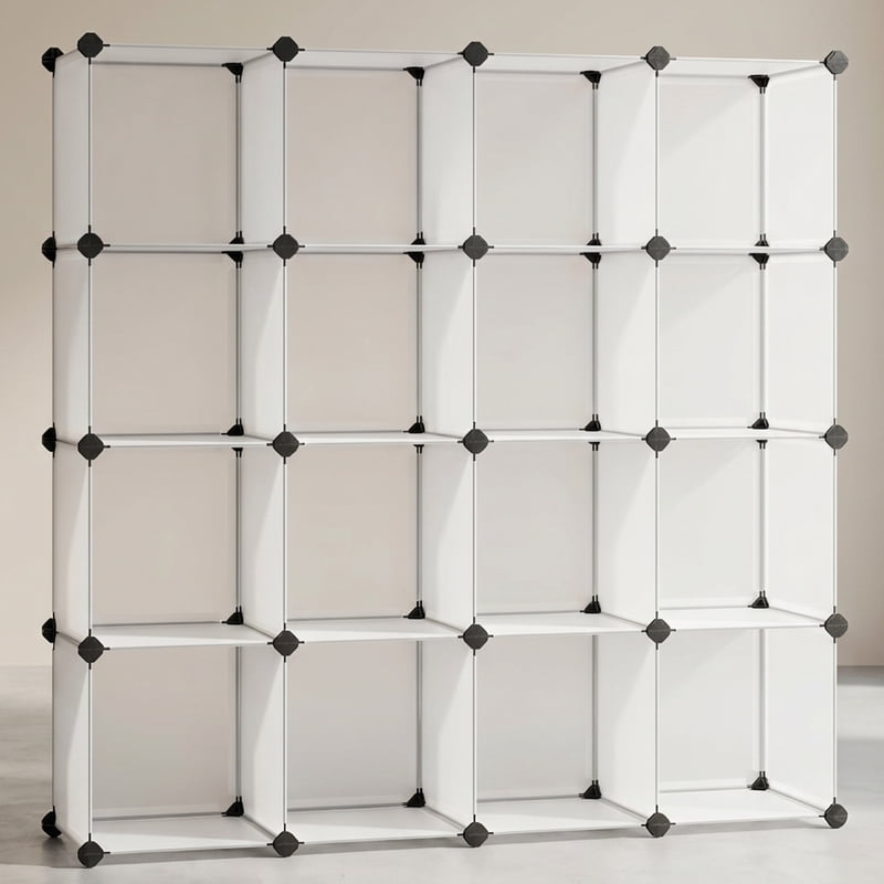 16-Cube Modular Storage Organizer - Customizable Plastic Shelves
