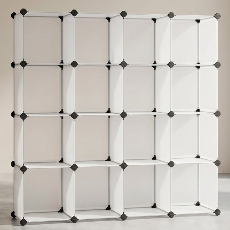 16-Cube Modular Storage Organizer - Customizable Plastic Shelves