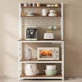 Tall Bakers Rack with Power Outlet - Rustic Walnut & White