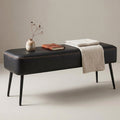 Mid-Century Modern Entryway Bench - Black Synthetic Leather