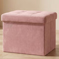 Foldable Storage Ottoman - Jelly Pink, Space-Saving Footrest