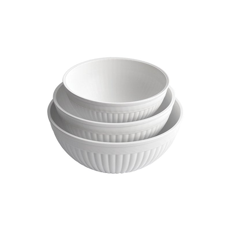 3-Piece Mixing Bowl Set - BPA-Free, Microwave Safe, White