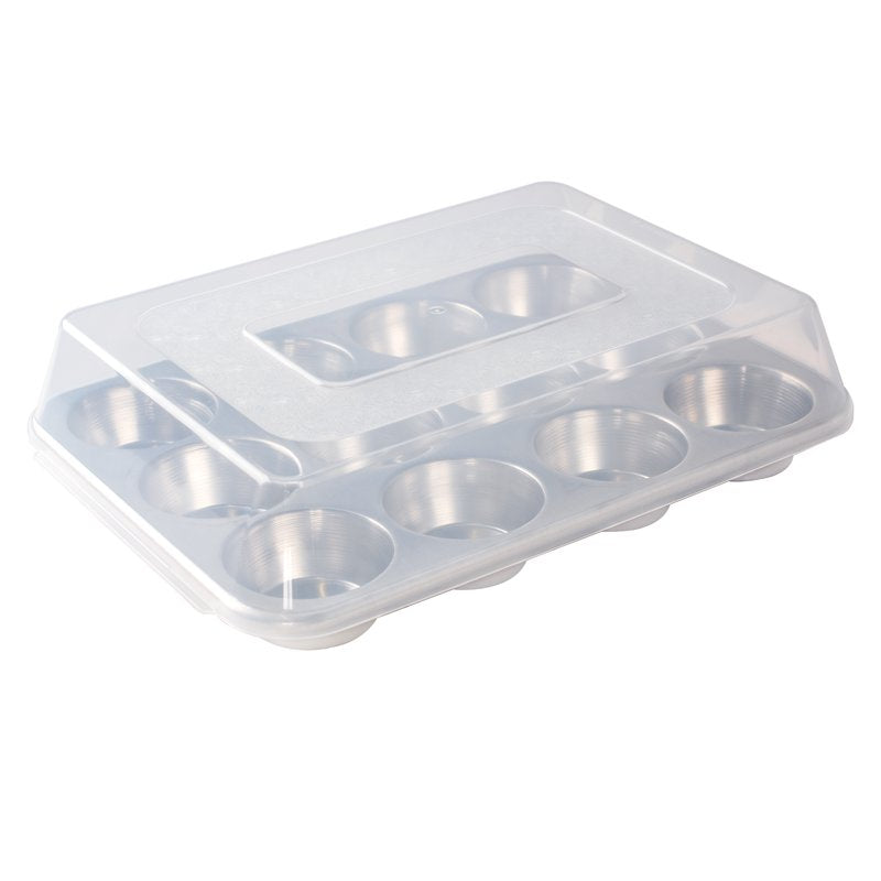 12-Cavity Muffin Pan with High Dome Lid - Natural Aluminum