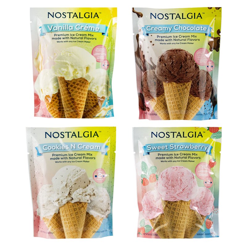 Ice Cream Mix Variety Pack - 4 Flavor Assortment, Gluten-Free Dessert Mix