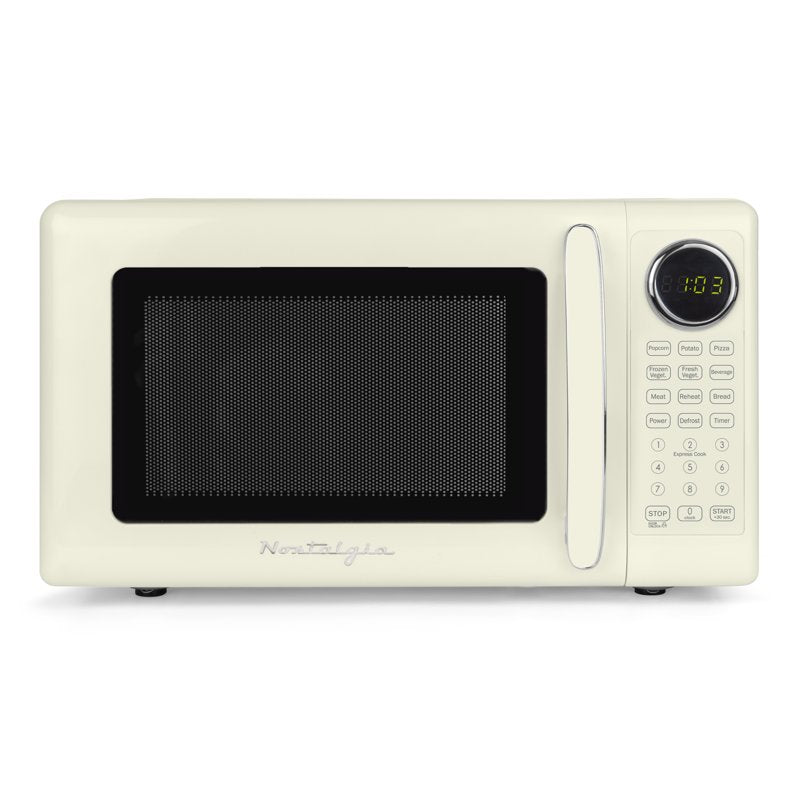 Retro Microwave Oven - 0.7 cu ft, 700W, Ivory - 8 Auto Cook Programs
