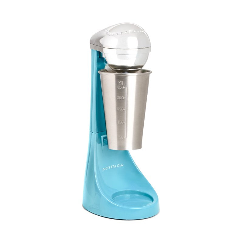 Retro Drink Mixer - 16 oz Milkshake Maker with Stainless Steel Cup - Blue