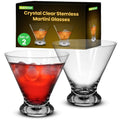 8.4oz Clear Martini Glasses - Heavy Base Stemless Cocktail Glassware