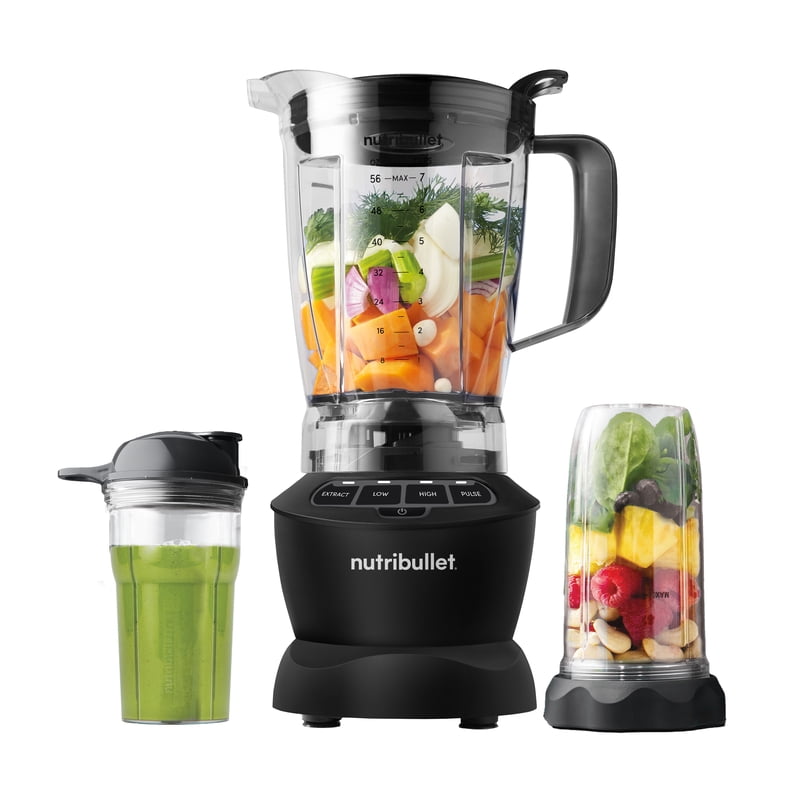 1000W High-Performance Blender Combo - 56 oz Pitcher & Portable Cups, Matte Black